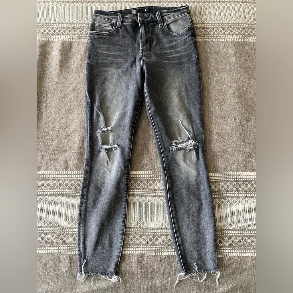 Distressed Kut From The Kloth Grey Jeans, Size 8